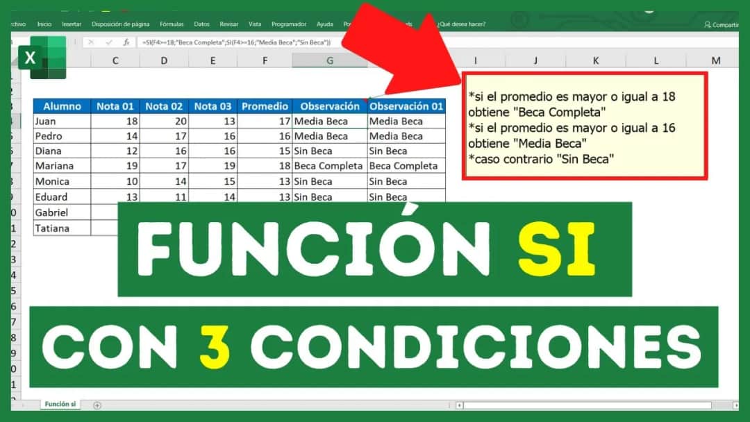 Cómo usar la función si en Excel con 3 condiciones de forma sencilla