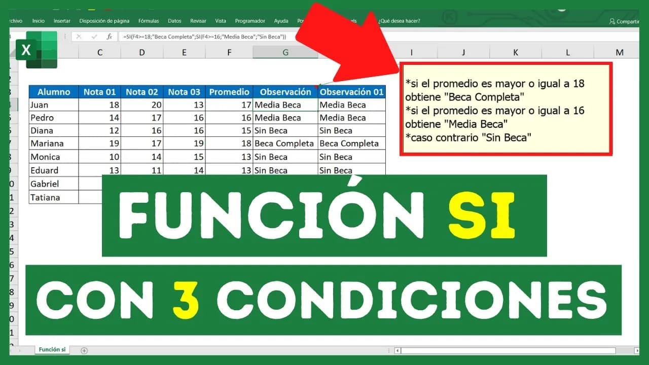Cómo usar la función si en Excel con 3 condiciones de forma sencilla